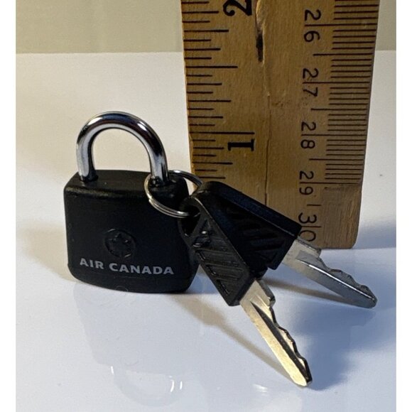 Air Canada Mini Padlock Black With 2 Keys Stamped Logo Travel Security Lock - Picture 2 of 3
